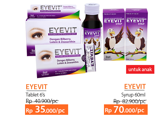 Harga Eyevit Vitamin Mata. Dapatkan harga promo sekarang juga dan bebas dari mata minus